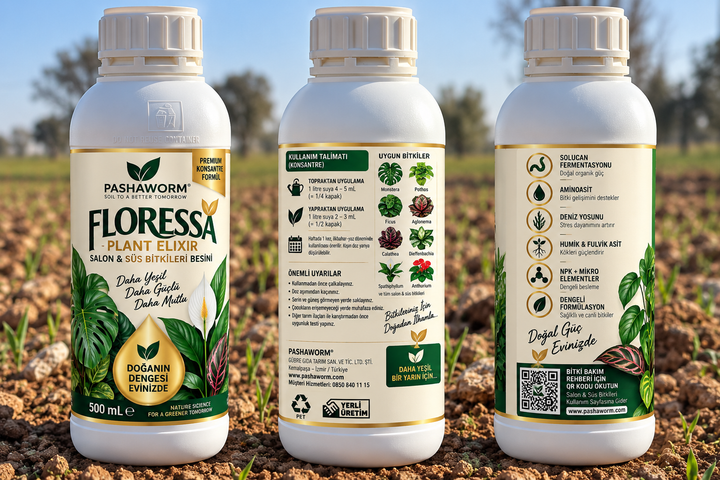 PashaWorm Floressa 500 mL | Salon ve Süs Bitkileri için Sıvı Bitki Besini