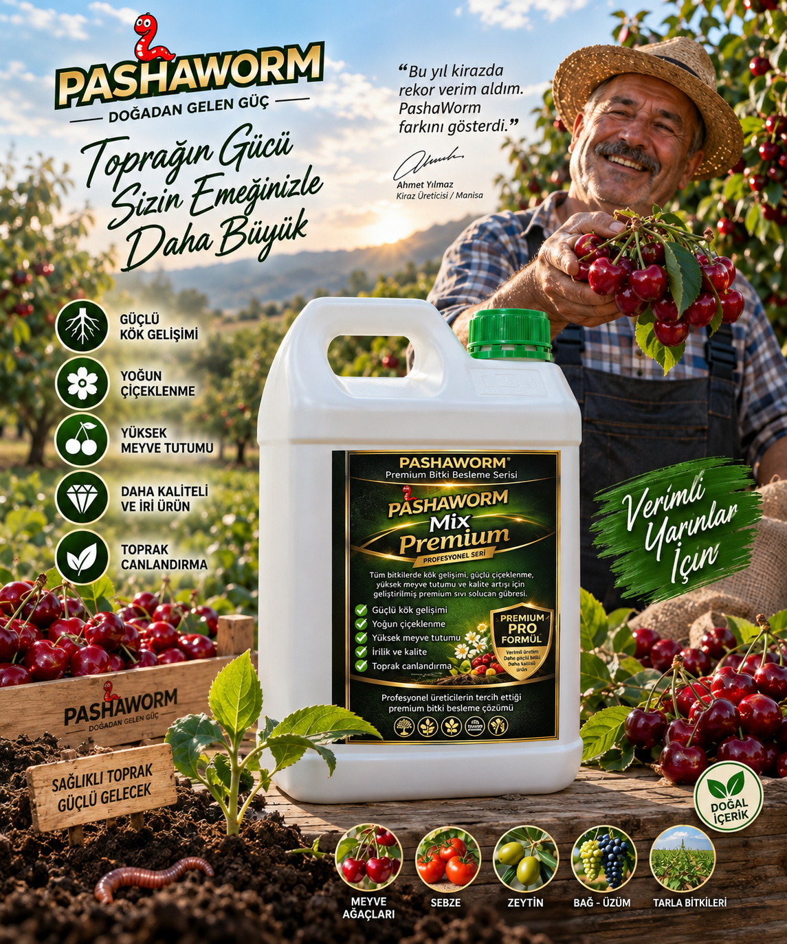 PashaWorm Premium Pro 10 LT | Premium Organomineral + Biyostimülant Kompleks